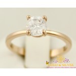Золотое Кольцо 585 проба. Женское кольцо с красного золота, с одним камушком, для помолвки. 320905 , Gold & Silver Gold & Silver, Украина